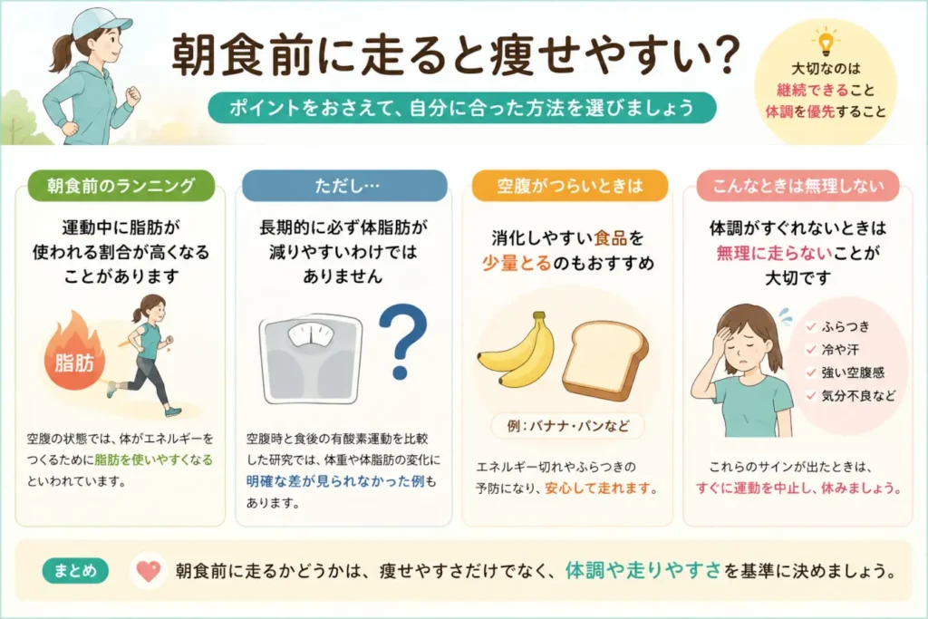 朝食前ランニングの脂肪利用やダイエット効果、空腹時の食事と体調管理のポイント