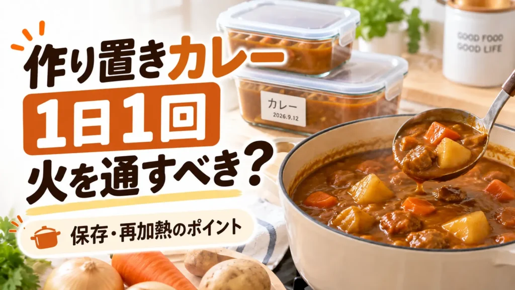 作り置きカレーを1日1回加熱する必要があるかを解説する記事のサムネイル